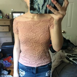 so chic, off the shoulder pink shirt